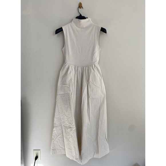 J CREW Fitted Knit Mockneck Dress with Poplin Skirt In Cream Size S NWT - Picture 5 of 9
